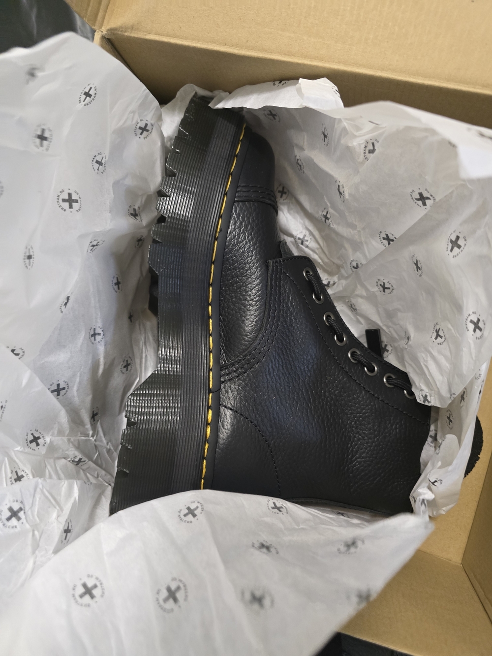 Black Leather Zip Front Women's Combat Boots - Picture 4 of 12